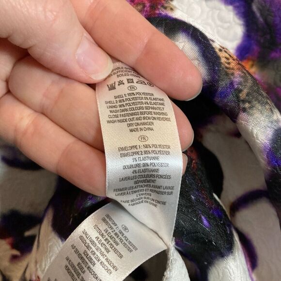 Coleen X Dress Womens 14 Purple Floral Watercolor Fit & Flare Cap Sleeve Mesh - Picture 5 of 16